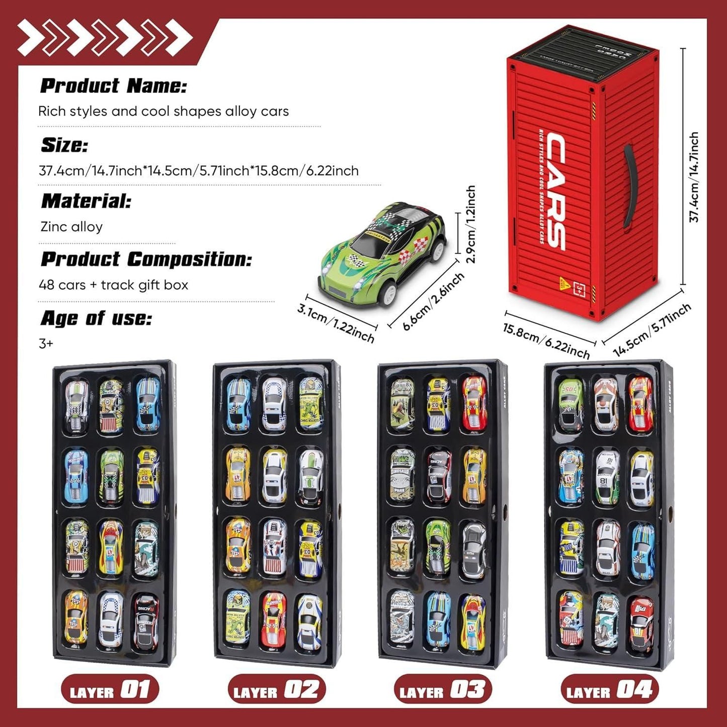 48 Pcs Die Cast Pull Back Cars